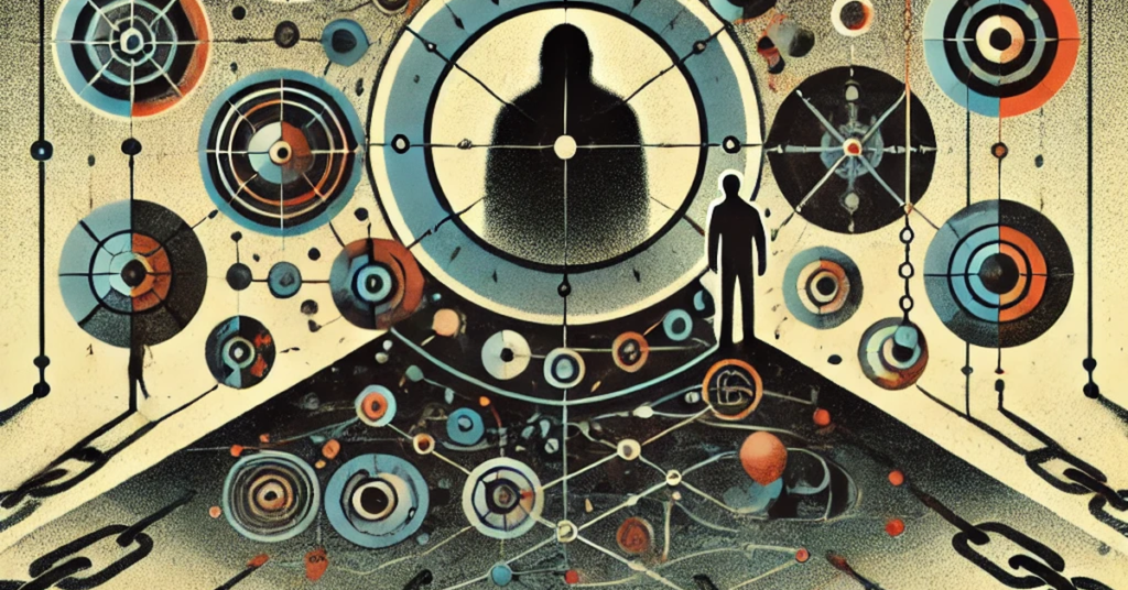 Un concept simbolic despre „statul paralel” și structurile de putere ascunse care influențează deciziile globale.