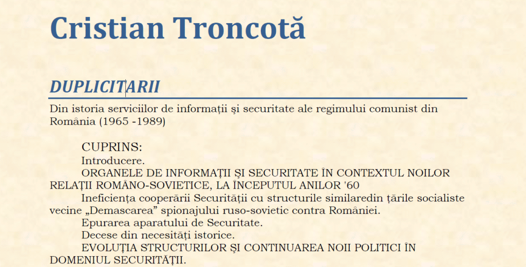 Cristian Troncotă DUPLICITARII