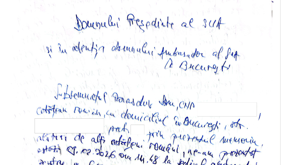 Un protest manifest semnat de col. Doru Paraschiv a fost transmis Ambasadei SUA la București.